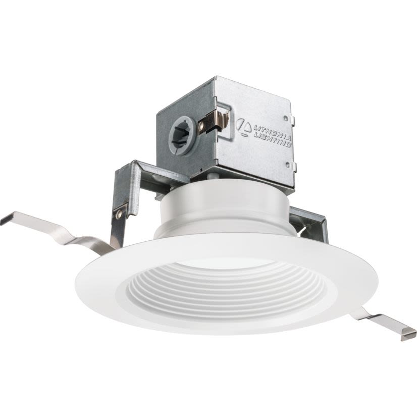 Lithonia Lighting 6JBK RD 30K 90CRI MW M6 6JBK Dimmable Direct Wire Round Recessed Downlight, LED Lamp, 6-1/2 in Ceiling Opening, 120 VAC, Steel Housing